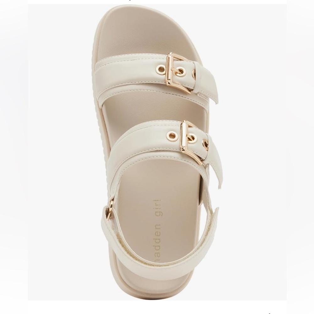 🆕 Madden Girl ✨ Women's Sprint Flat Sandals ✨ Size 10 ✨ Bone Paris ✨ NIB!